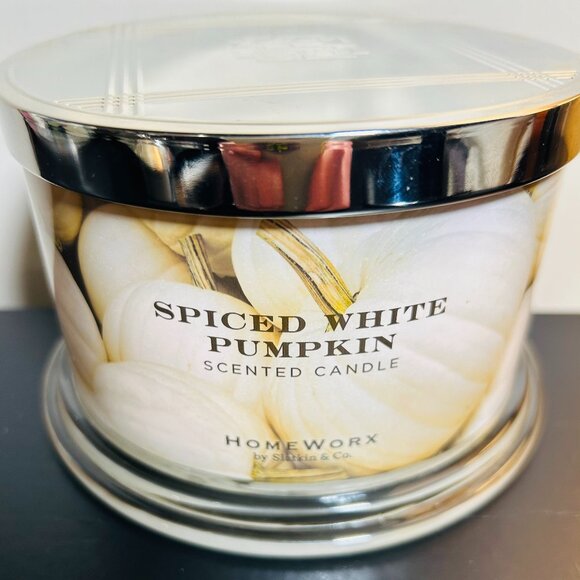 HomeWorx by Slatkin Spiced White Pumpkin 4-Wick 18 oz Candle NEW - Picture 1 of 4